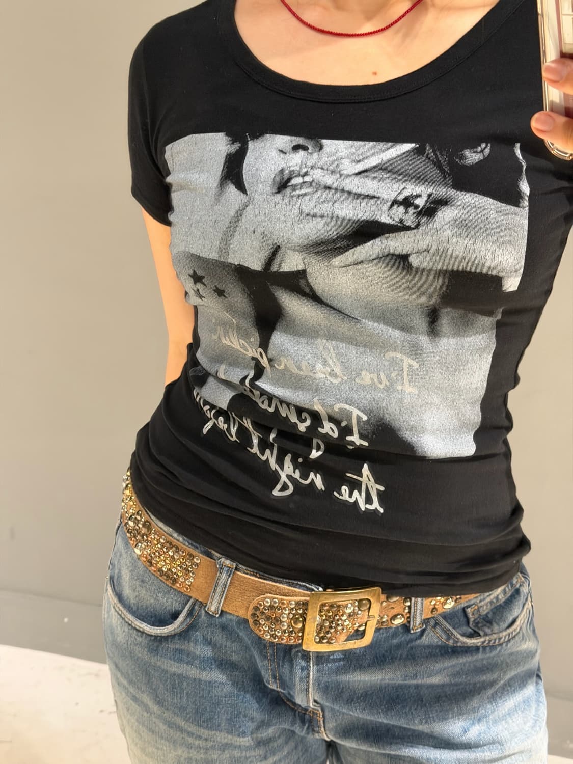 smoking girl printing tee  상품이미지4
