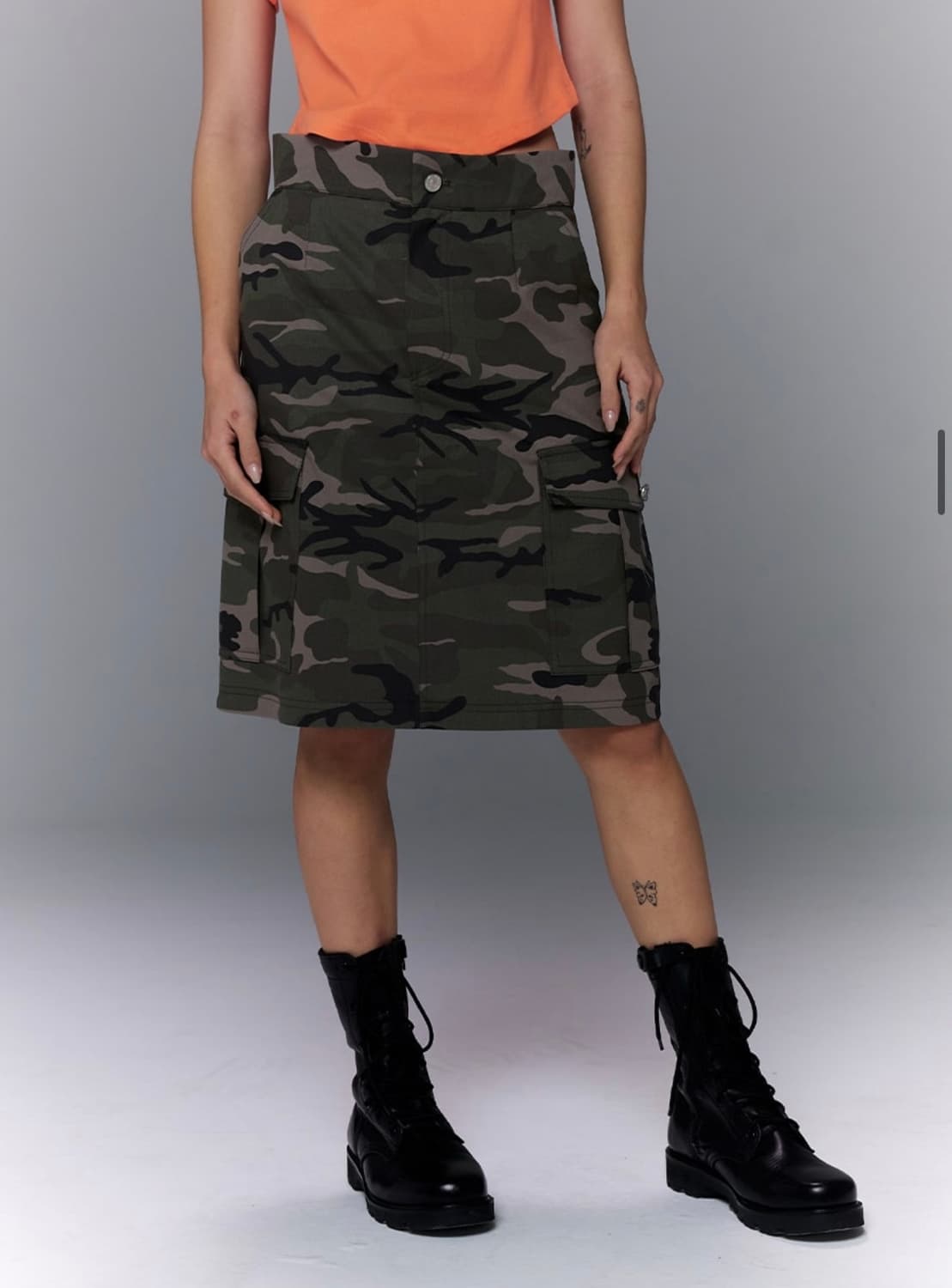 큐리티  CAMO MIDI CARGO SKIRT_KHAKI 상품이미지2