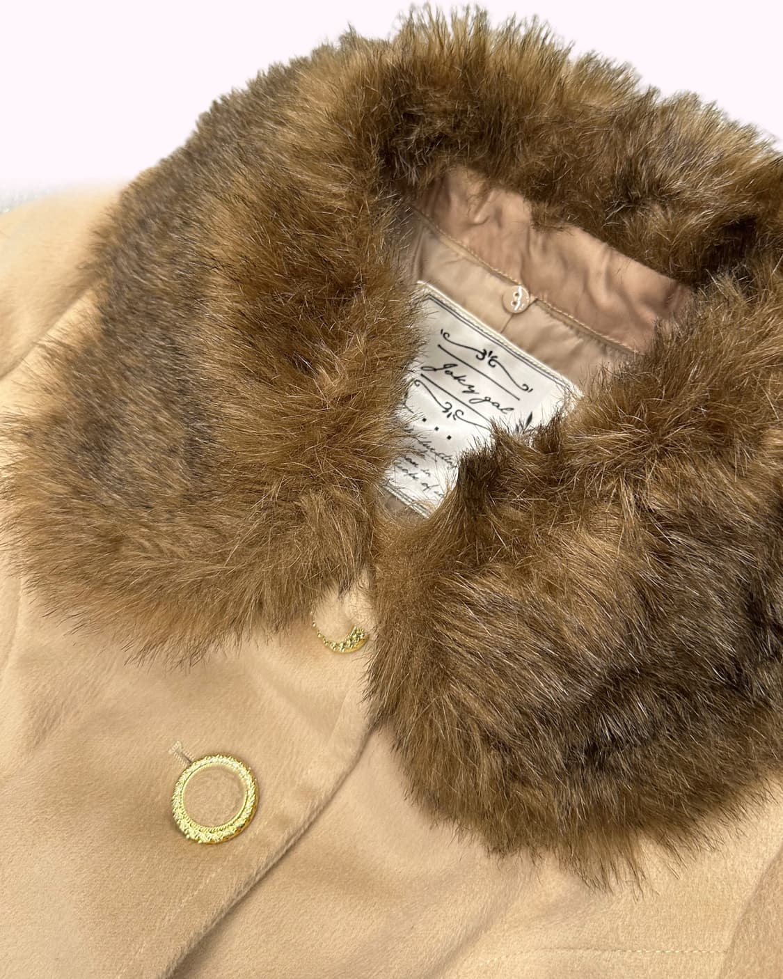 JOKY GAL ribbon detail fur lace coat 상품이미지3