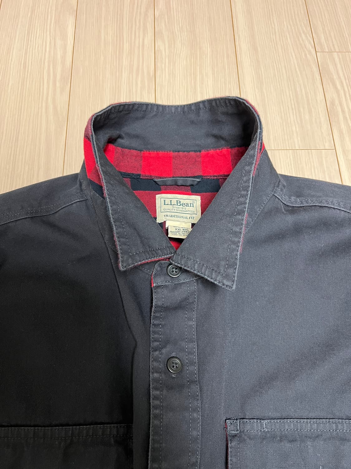 엘엘빈 블랙 셔츠 자켓 플란넬 체크 안감 XXL 상품이미지5