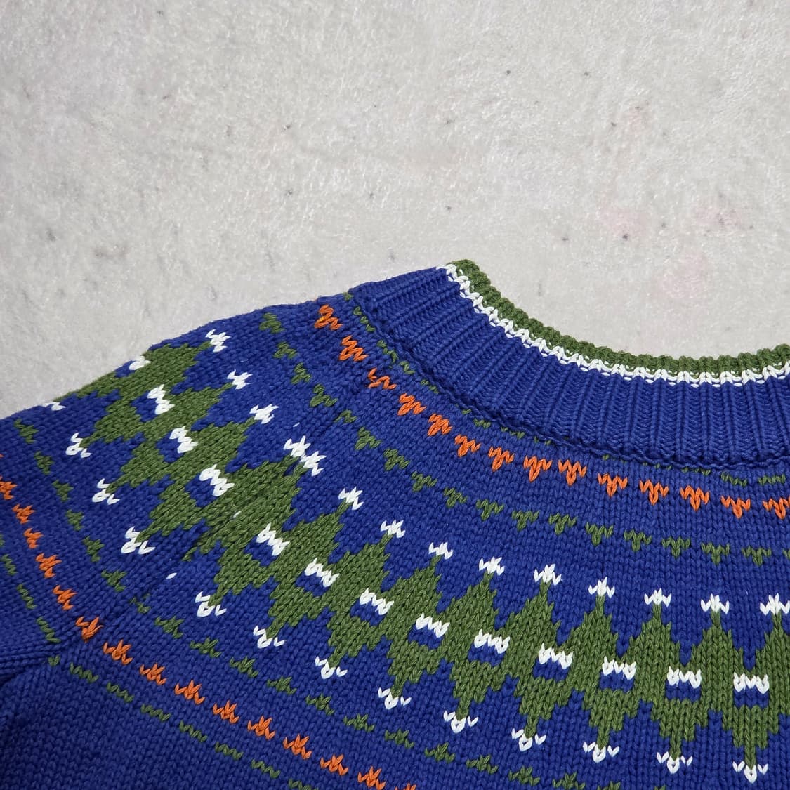 빈티지 노르딕 패턴 블루 니트집업 상품이미지5