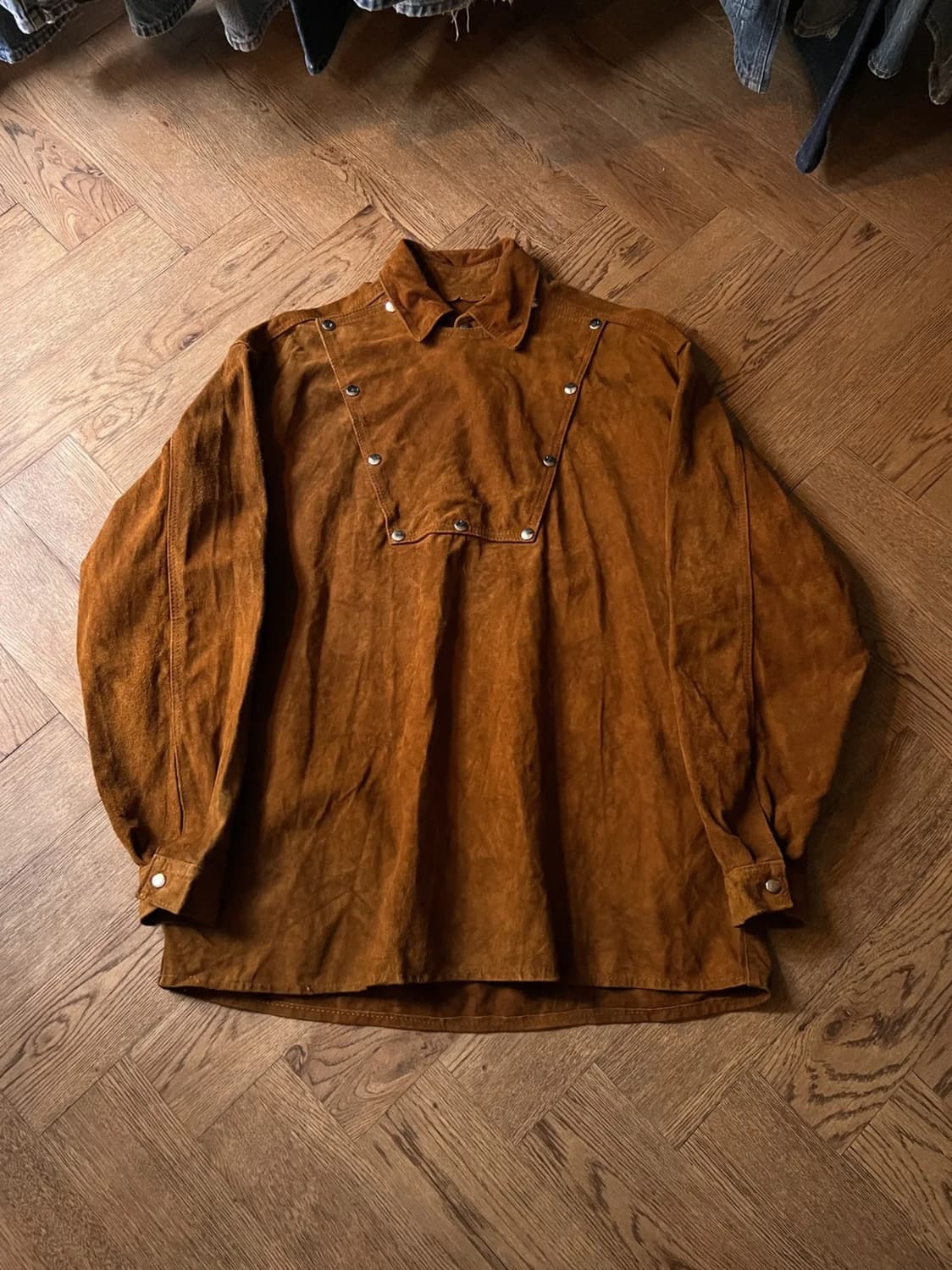 [XL]90's 유로 빈티지 리얼 스웨이드 풀오버 웨스턴 셔츠 상품이미지1
