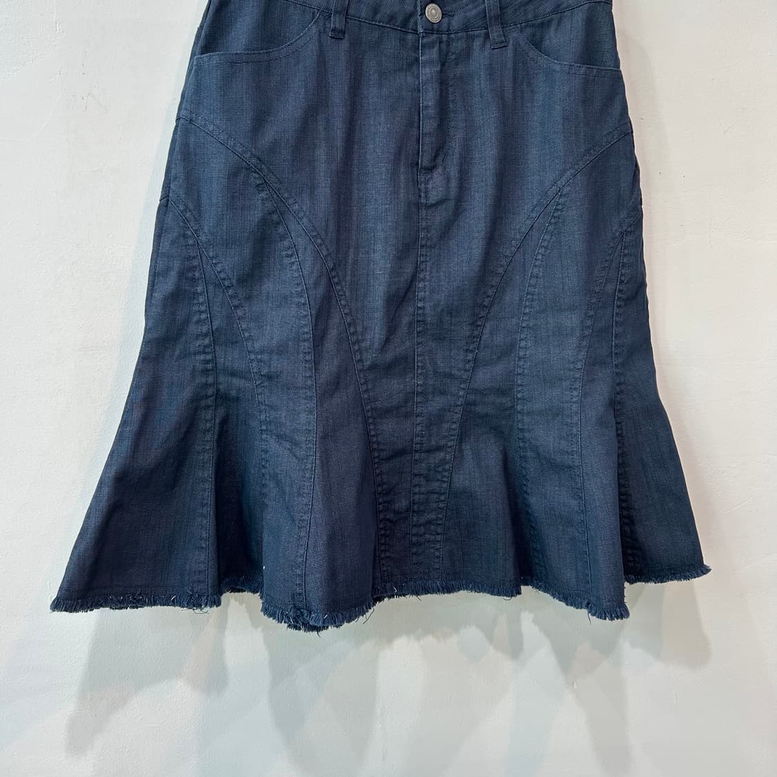 네이비 플레어 미디 스커트 상품이미지5