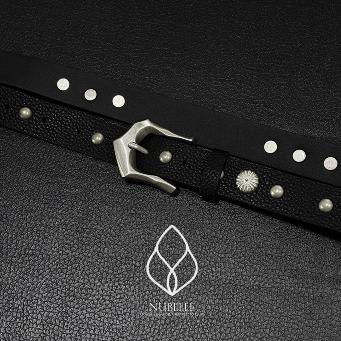 🌗 Flower stud belt / 에스닉 플라워 스터드 가죽 벨트 상품이미지2