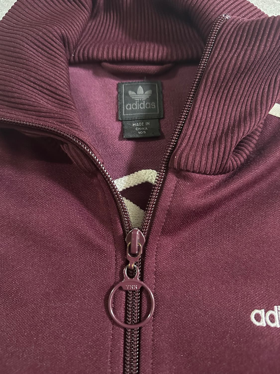 00s Adidas 버건디 베어 그래픽 트랙탑 상품이미지4