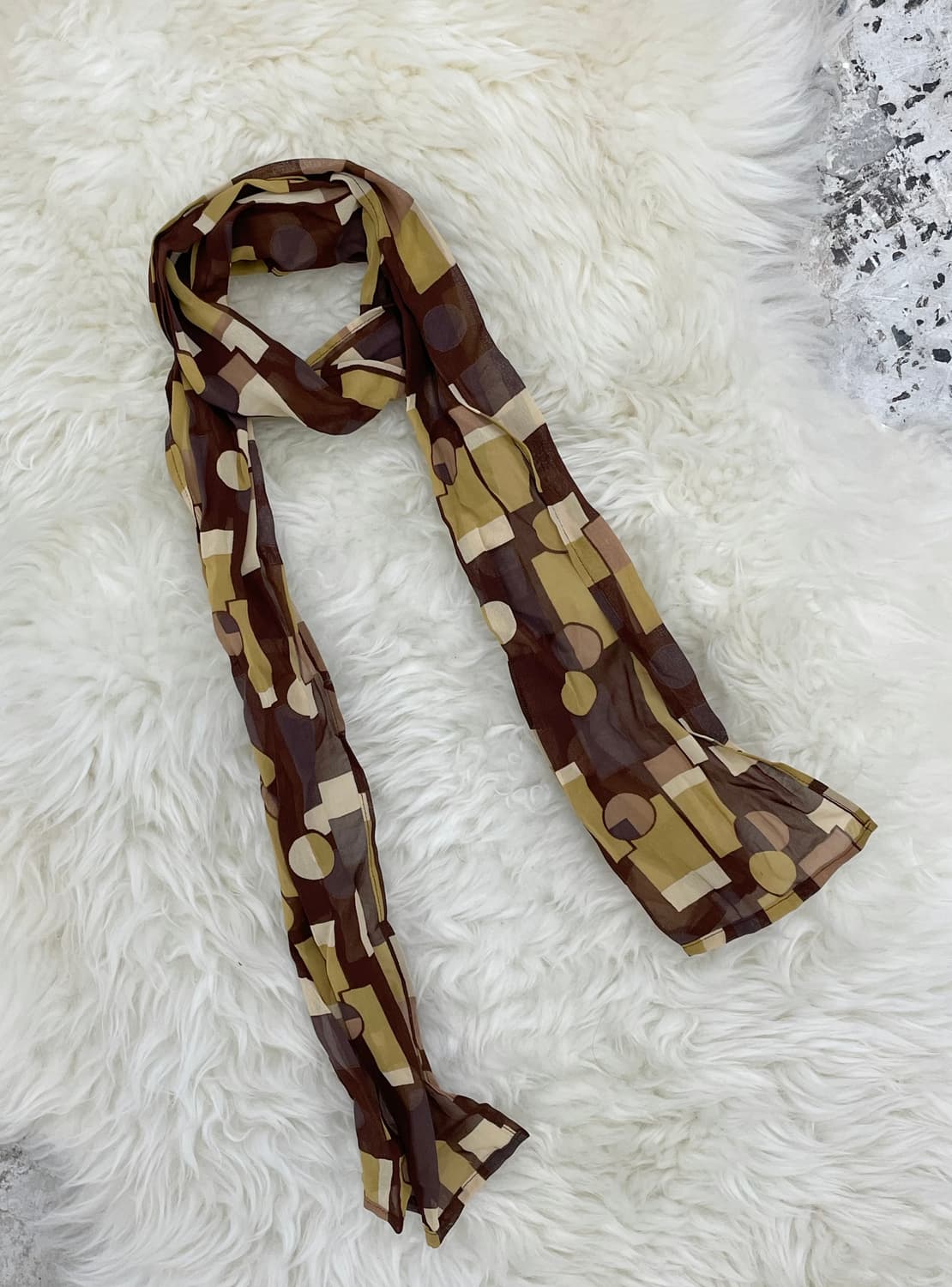 브라운 패턴 쉬폰 링클 머플러  상품이미지2