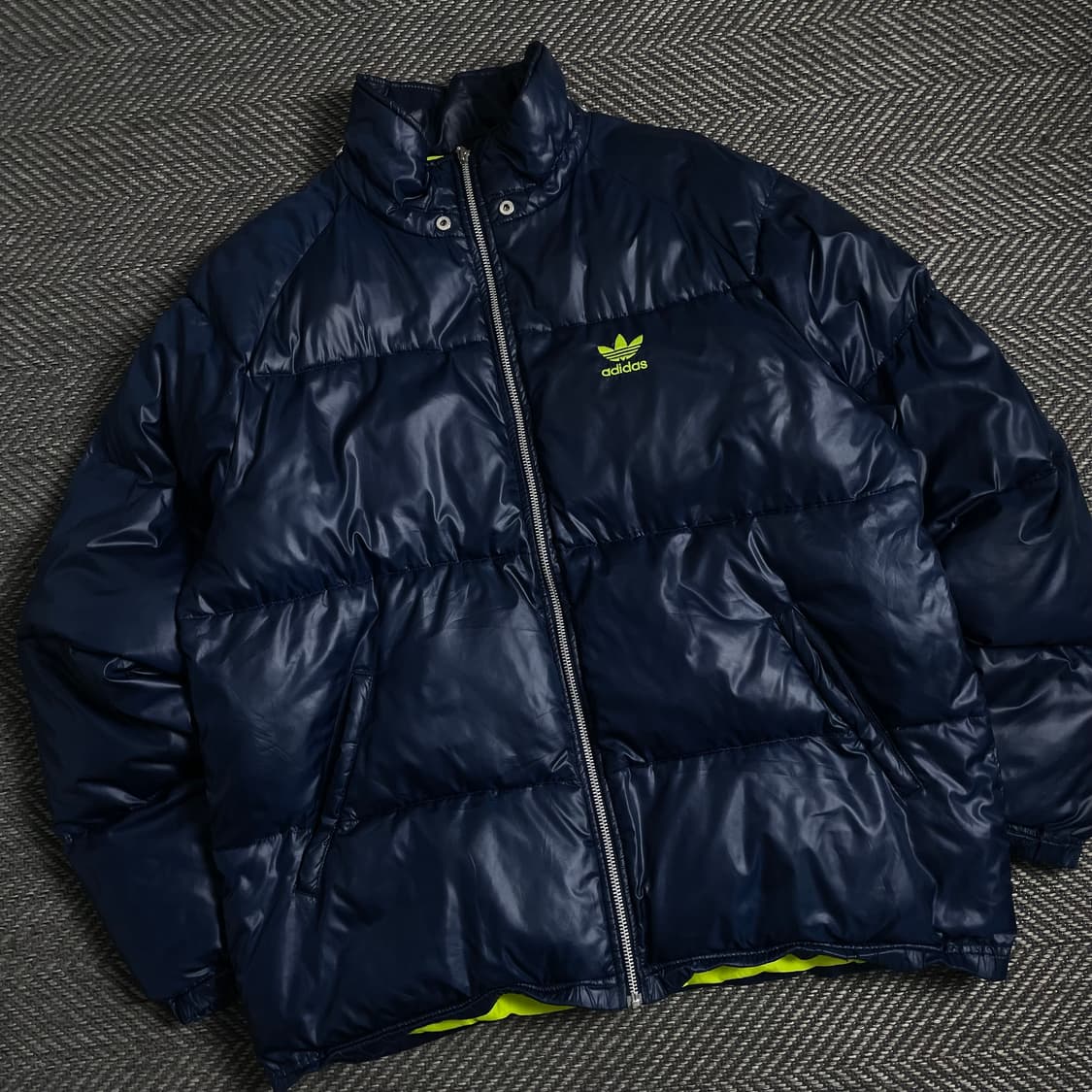 00s 아디다스 네온 자수로고 네이비 패딩 점퍼y 3966 상품이미지1