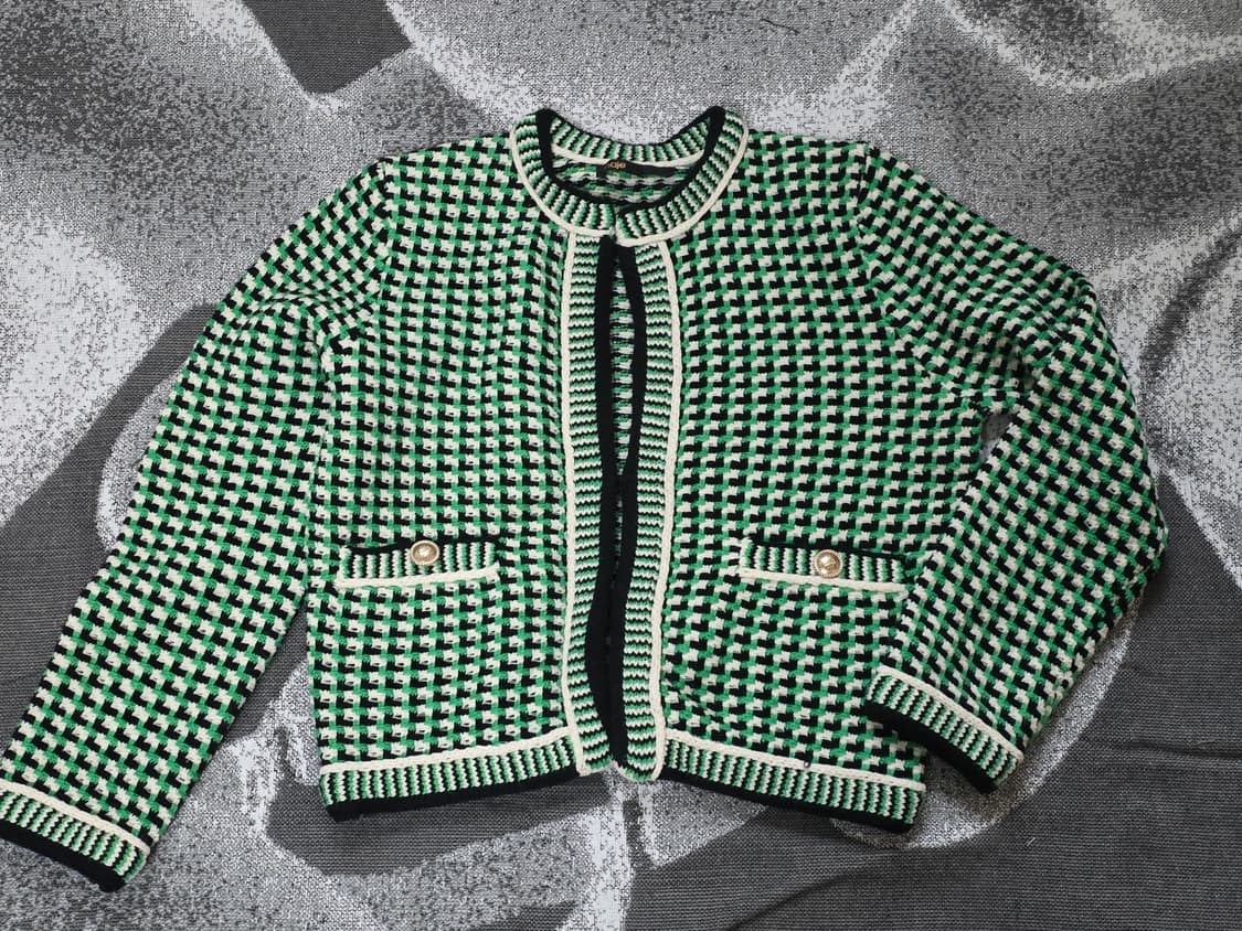 MAJE 마쥬 그린블랙 체크 니트 가디건 자켓 상품이미지1