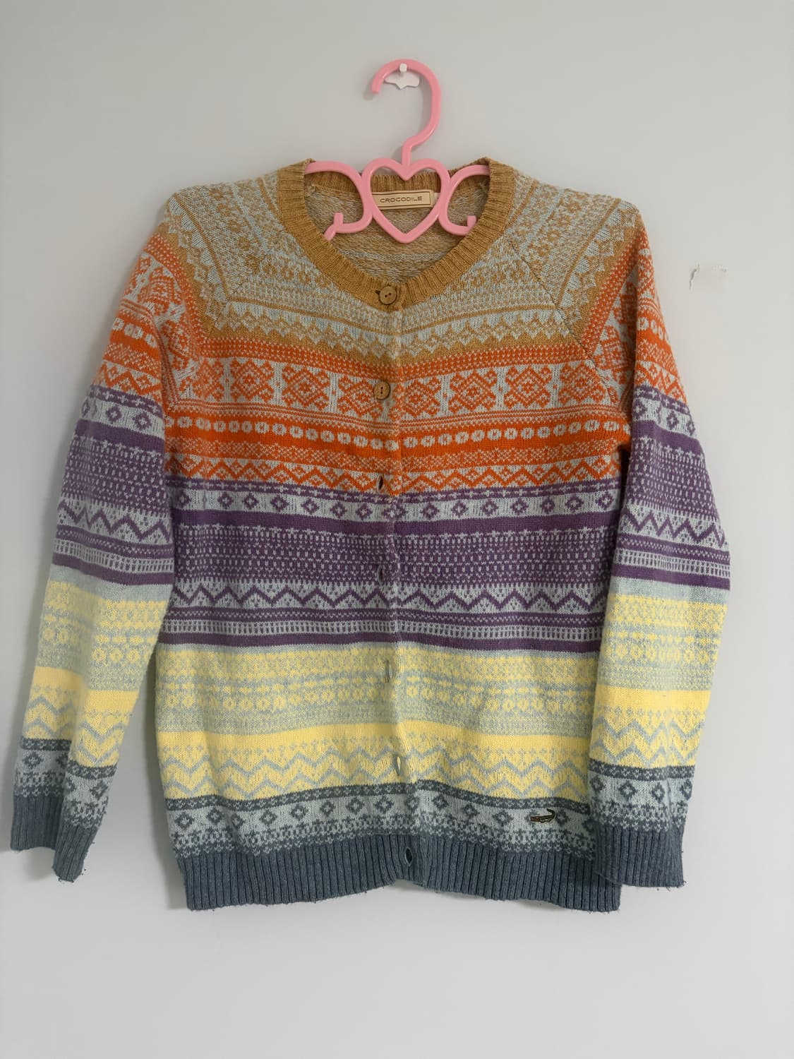 빈티지 가디건 크로커다일 배색 상품이미지1