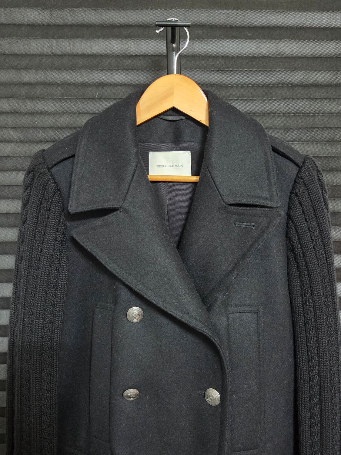 (정품) [피에르 발망] 울 니트 슬리브 더블 코트 | 00100 상품이미지2