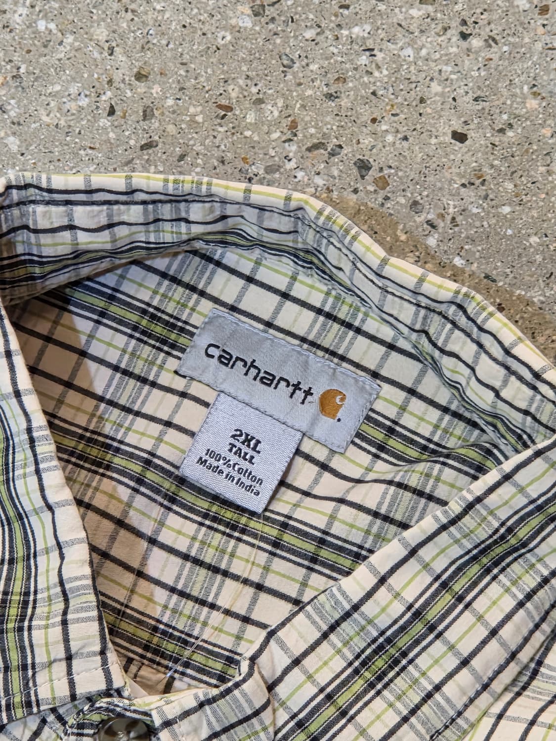 칼하트 라임 체크 반팔셔츠 상품이미지3