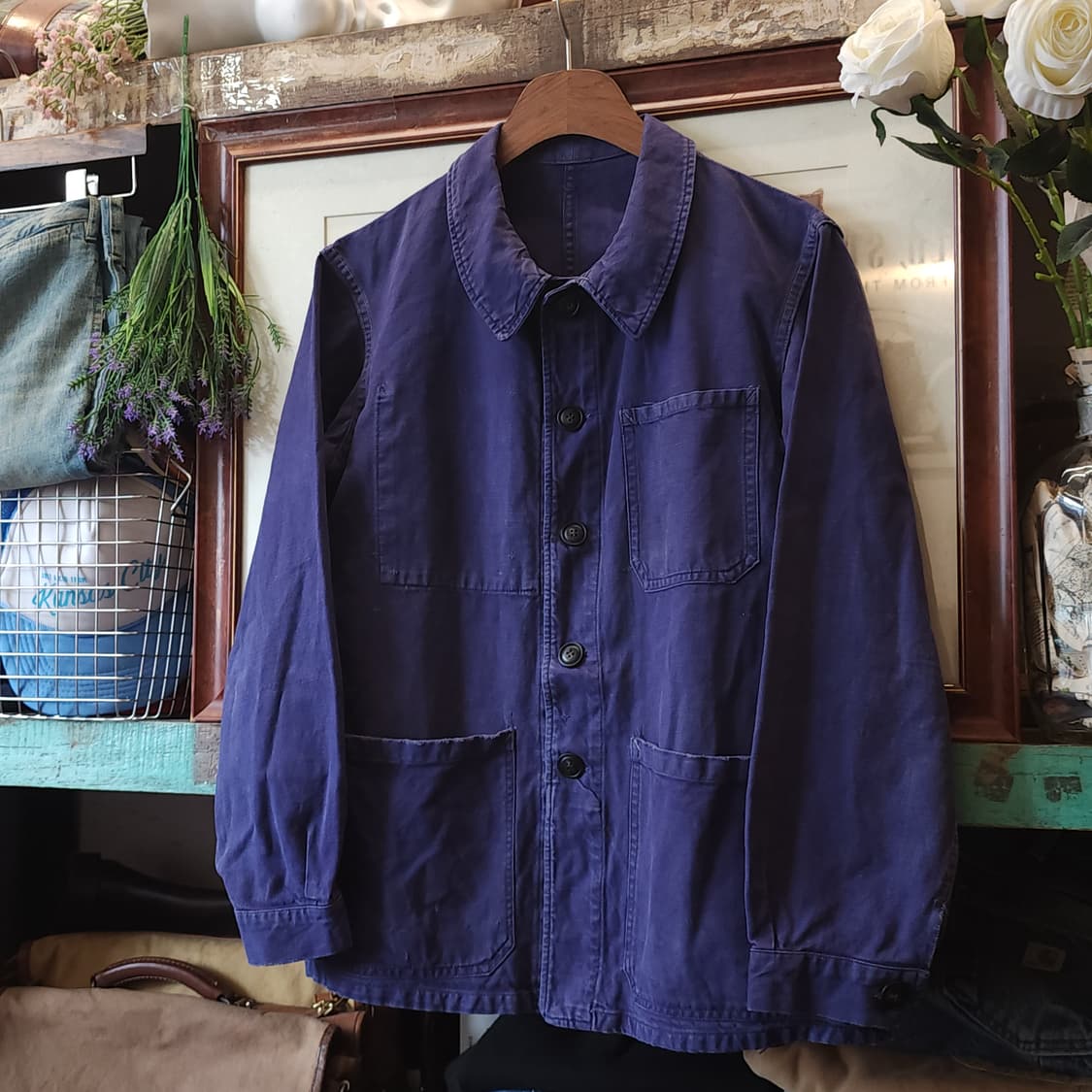 60s 프렌치 워크자켓 프렌치자켓 바이올렛 블루 s 상품이미지2