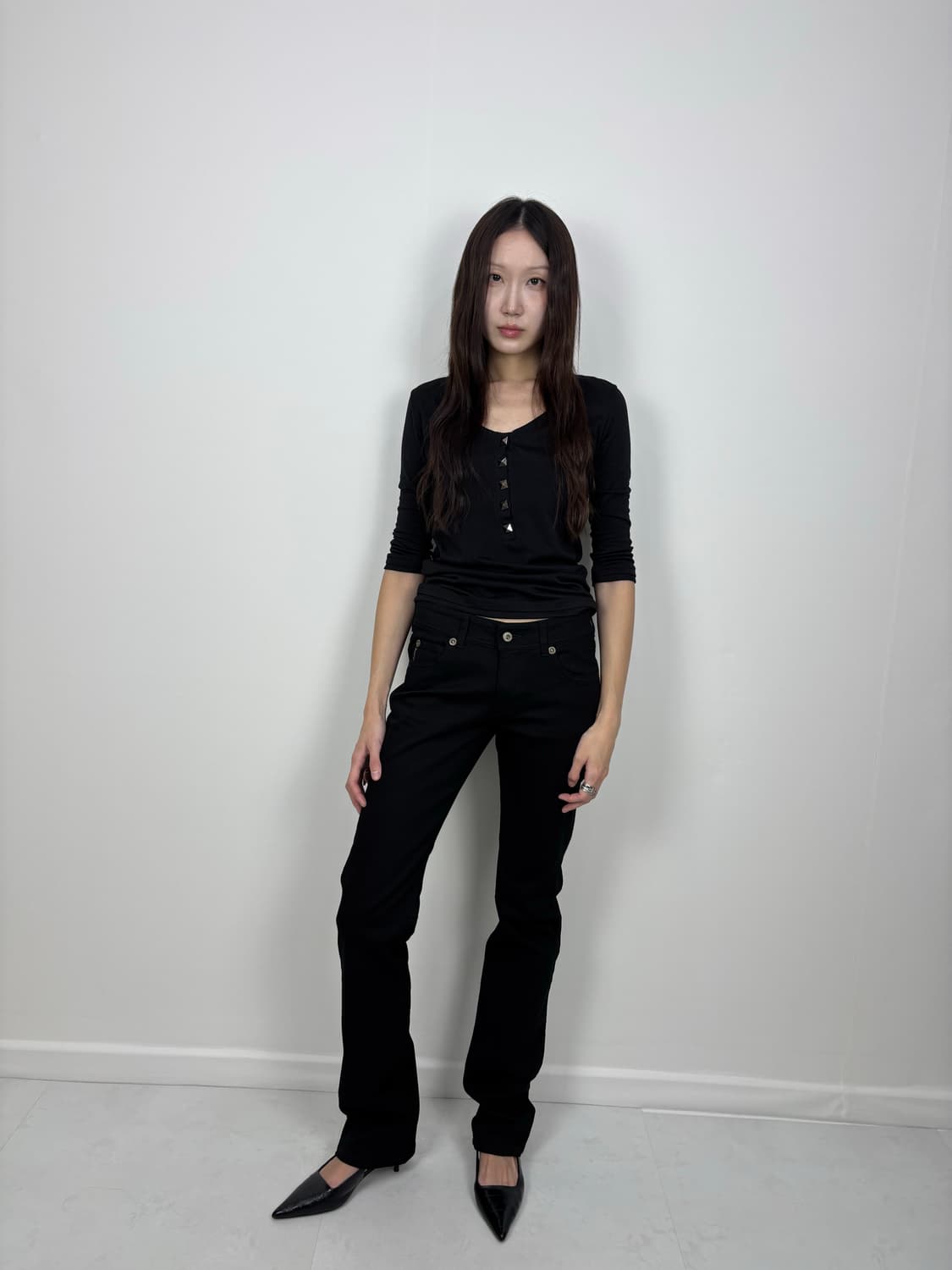 ARMANI SEMI BOOTCUT BLACK PANTS 상품이미지3