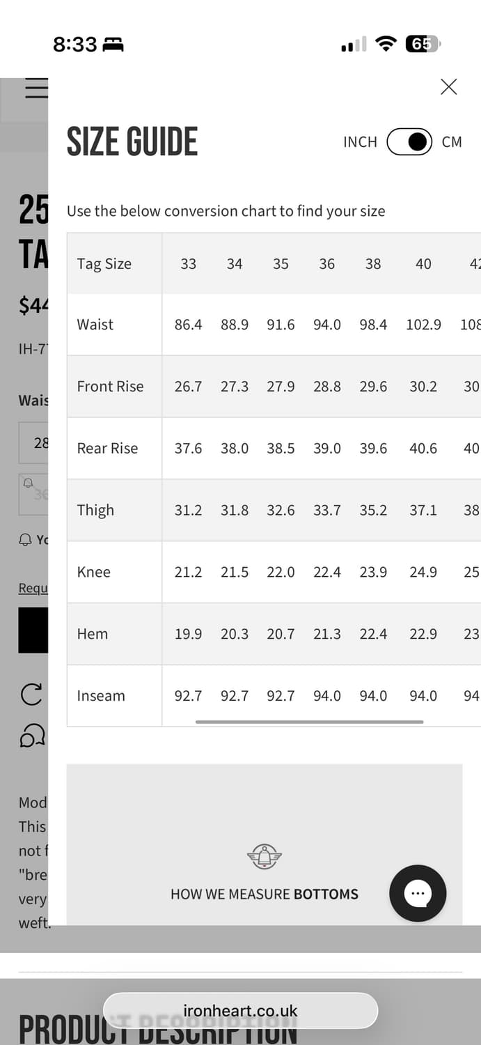[W33 L36] Ironheart 아이언하트 25온즈 777 사무라이진 상품이미지8