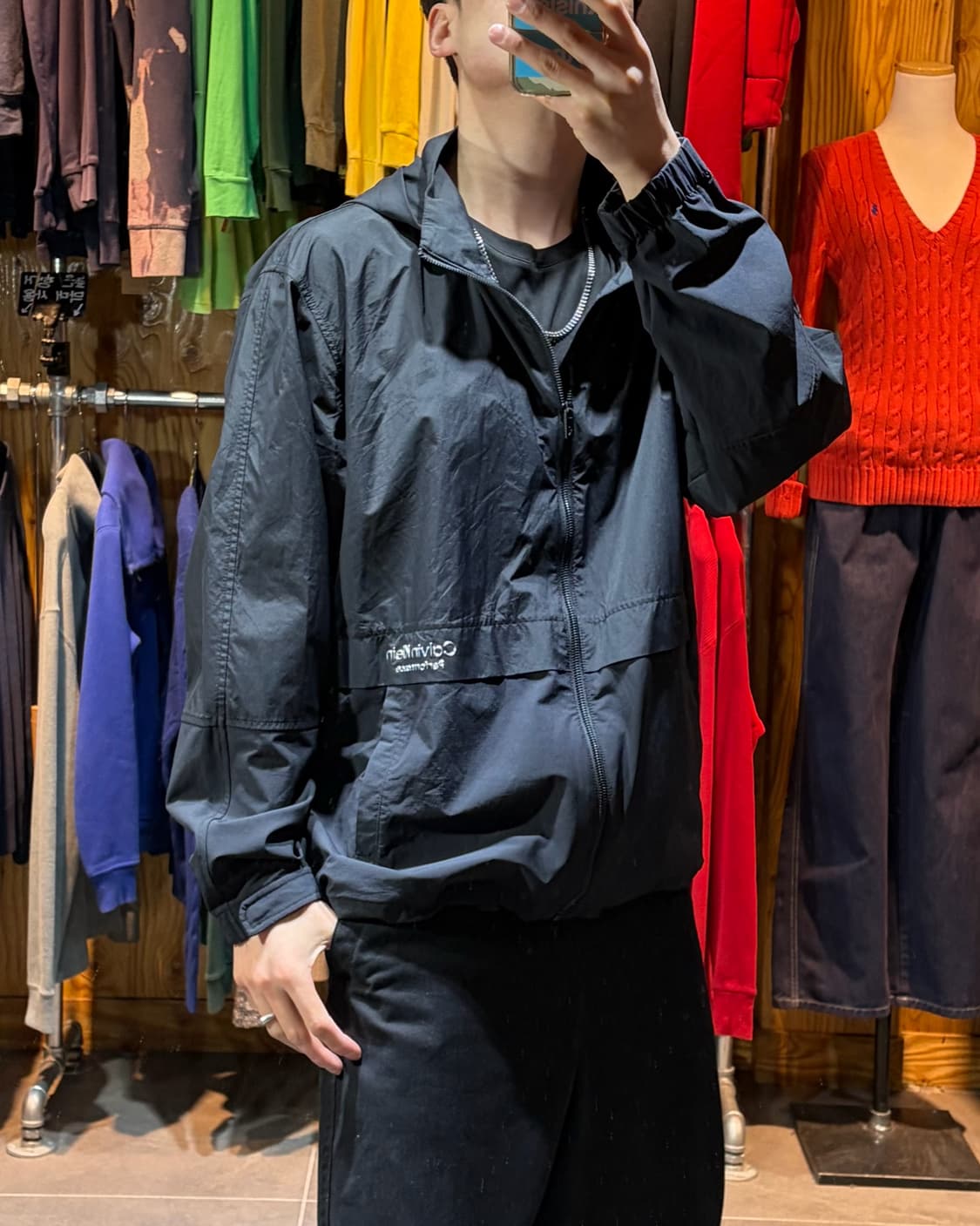 XXL 캘빈클라인 퍼포먼스 실버로고 후드 바람막이 상품이미지1