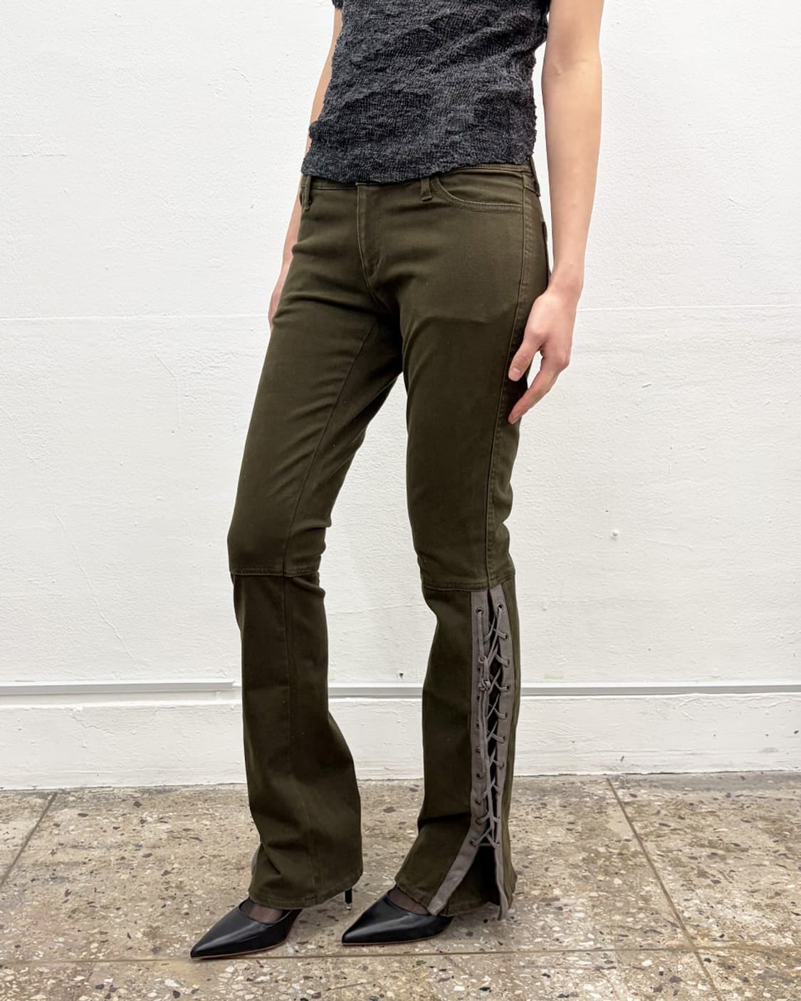 빈티지 레이스업 플레어 팬츠 상품이미지1