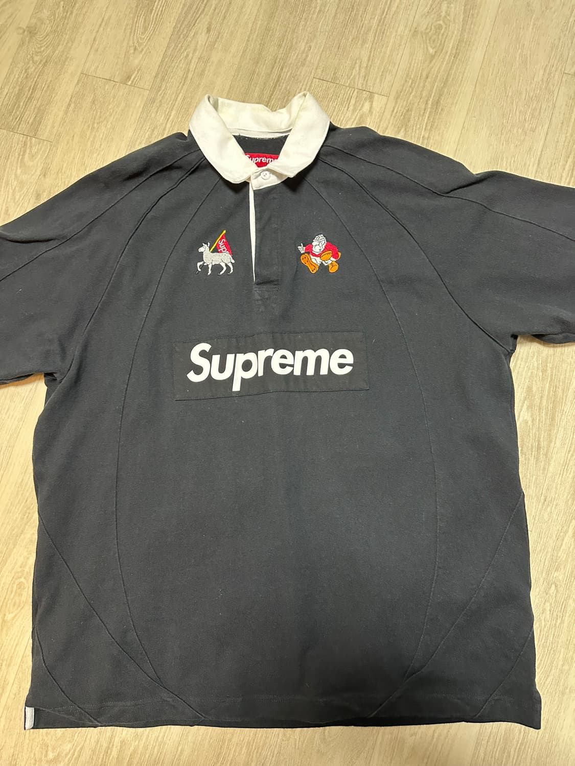 (XL)슈프림 숏 슬리브 럭비 블랙 상품이미지1