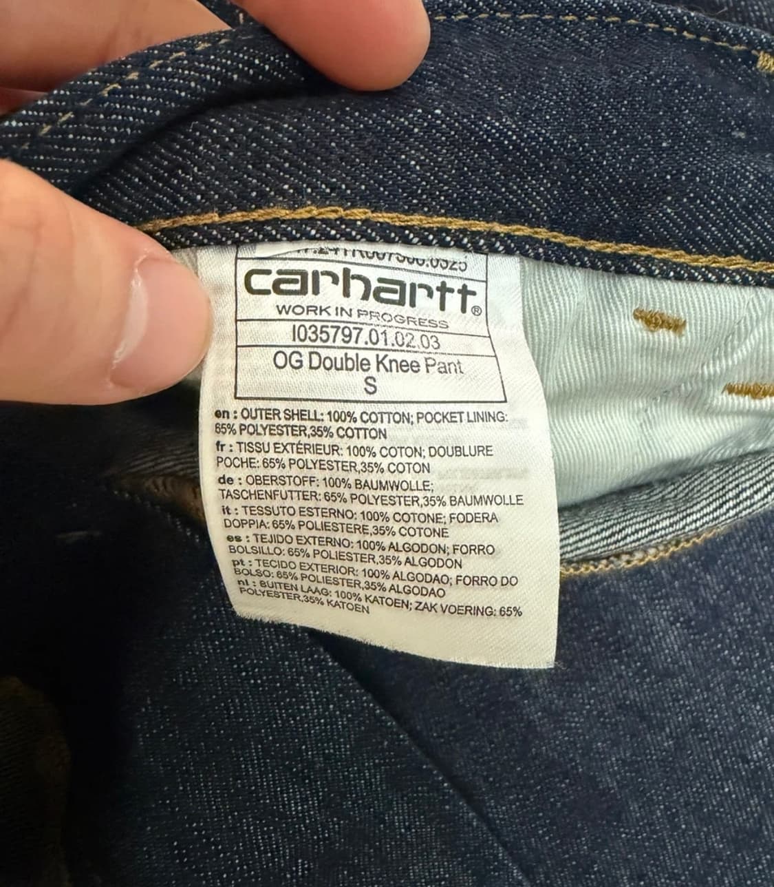 칼하트WIP OG 더블 니 팬츠 카마노 블루 린스드 S 상품이미지6