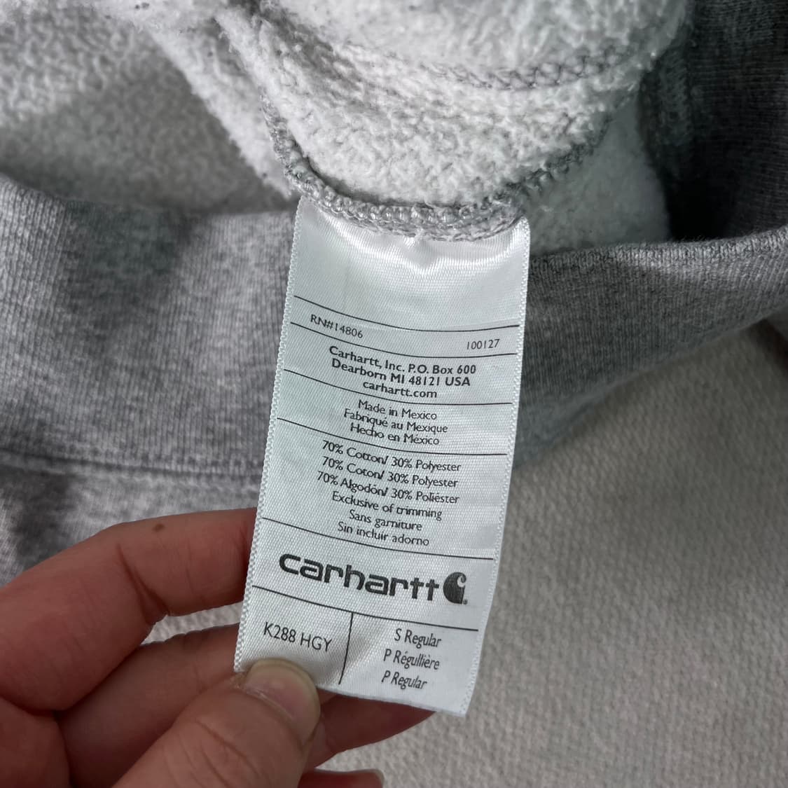 100 칼하트 사이드라인 그레이 후드티 상품이미지5