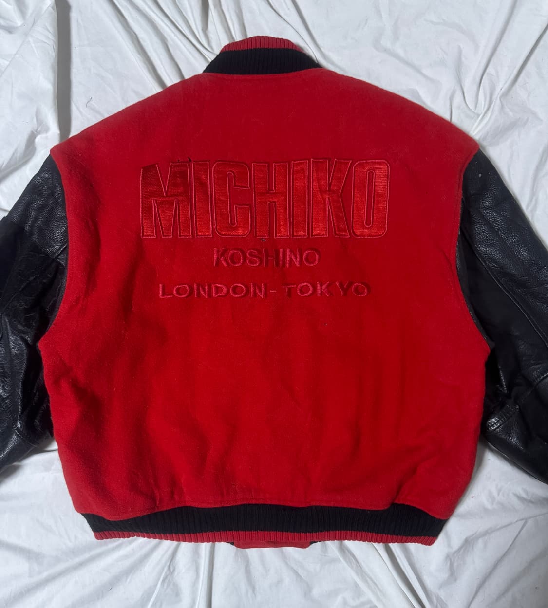 미치코 코시노 울 레더 바시티 자켓 상품이미지3