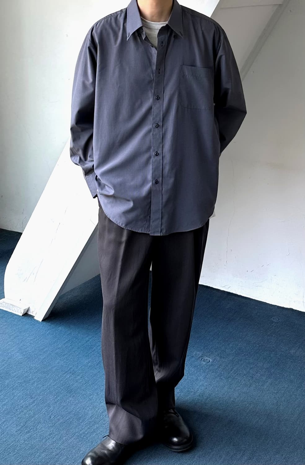 High count poly multi stripe B/D shirt 상품이미지7