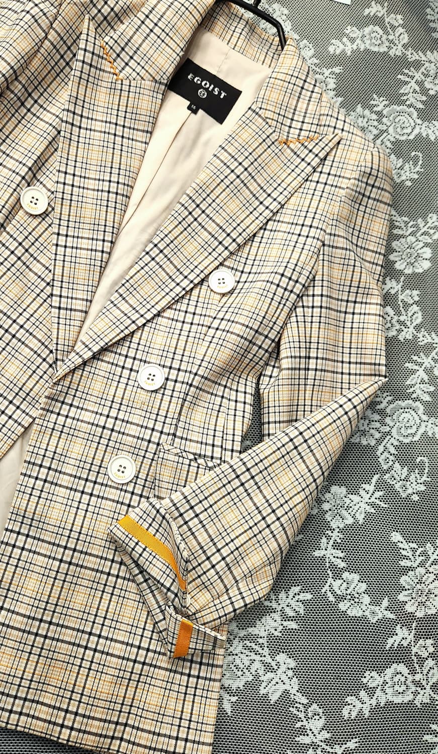 (새상품)에고이스트 체크더블자켓55 상품이미지5