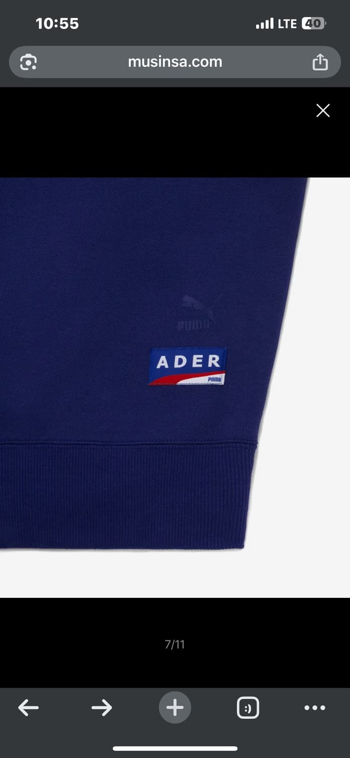 아더에러 X 푸마 후드티 네이비 M (100사이즈 정도) 상품이미지5