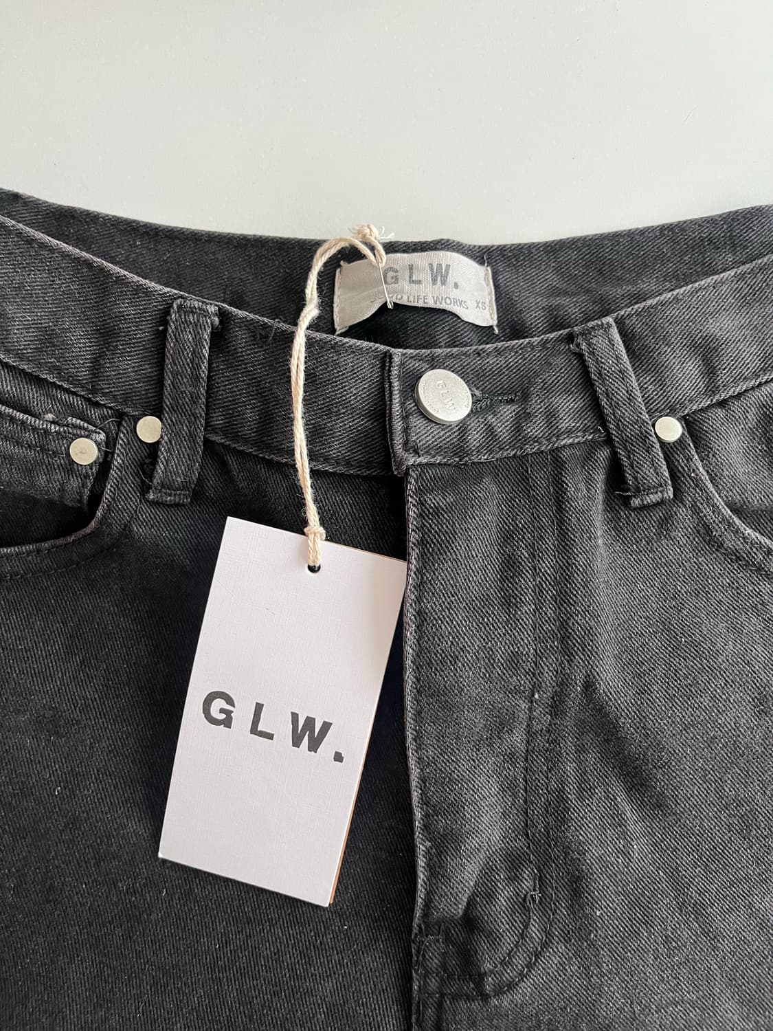 XS) 새상품 굿라이프웍스 GLW 이지 와이드 데님 팬츠 블랙 상품이미지4