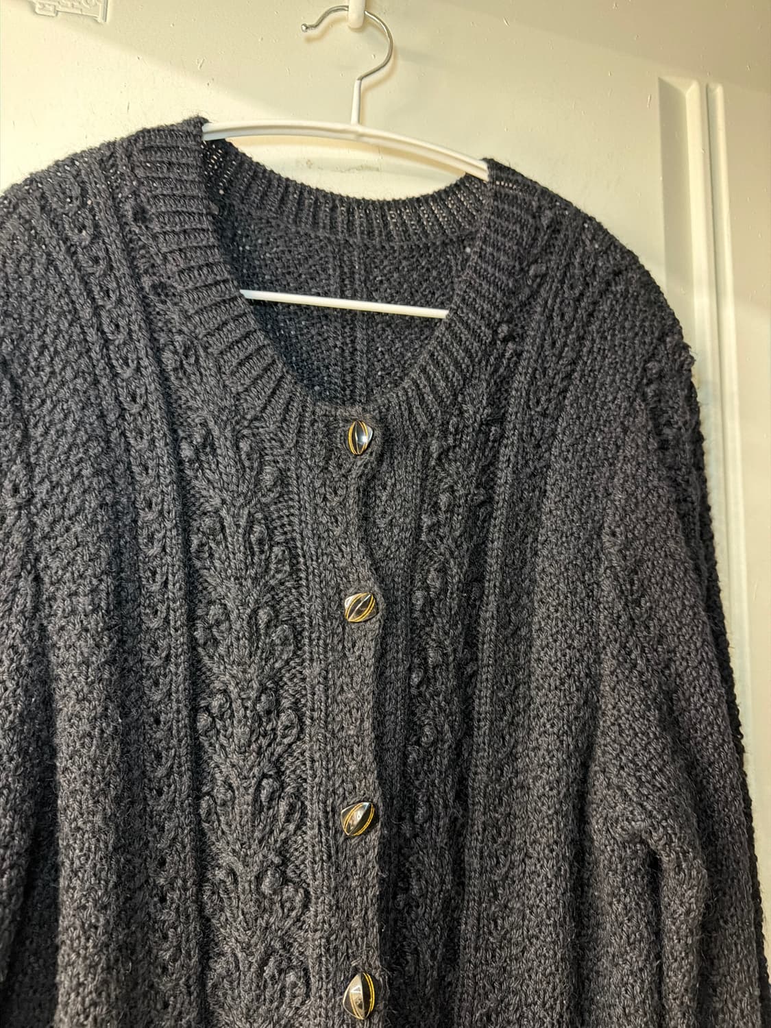 일본빈티지 블랙 울 니트 가디건 상품이미지6