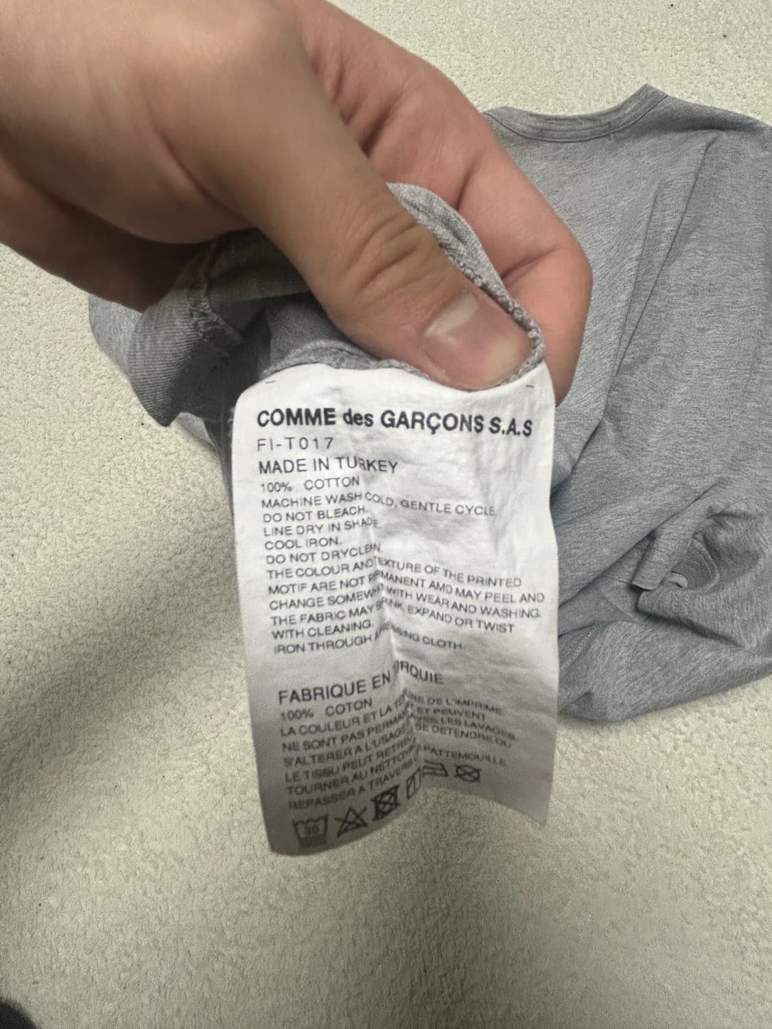 comme des garcons shirt t-shirt grey 상품이미지5