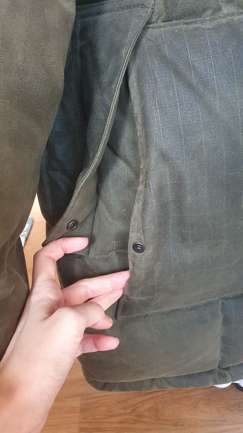 이스트로그 해리스트위드 퍼 후드 패딩 왁싱자켓 L 상품이미지6