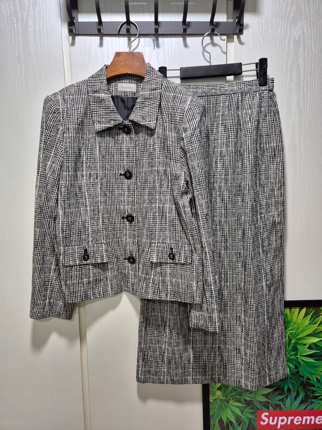 (세일)JPN빈티지.Inattic 체크 스커트 트위드 세트 상품이미지1