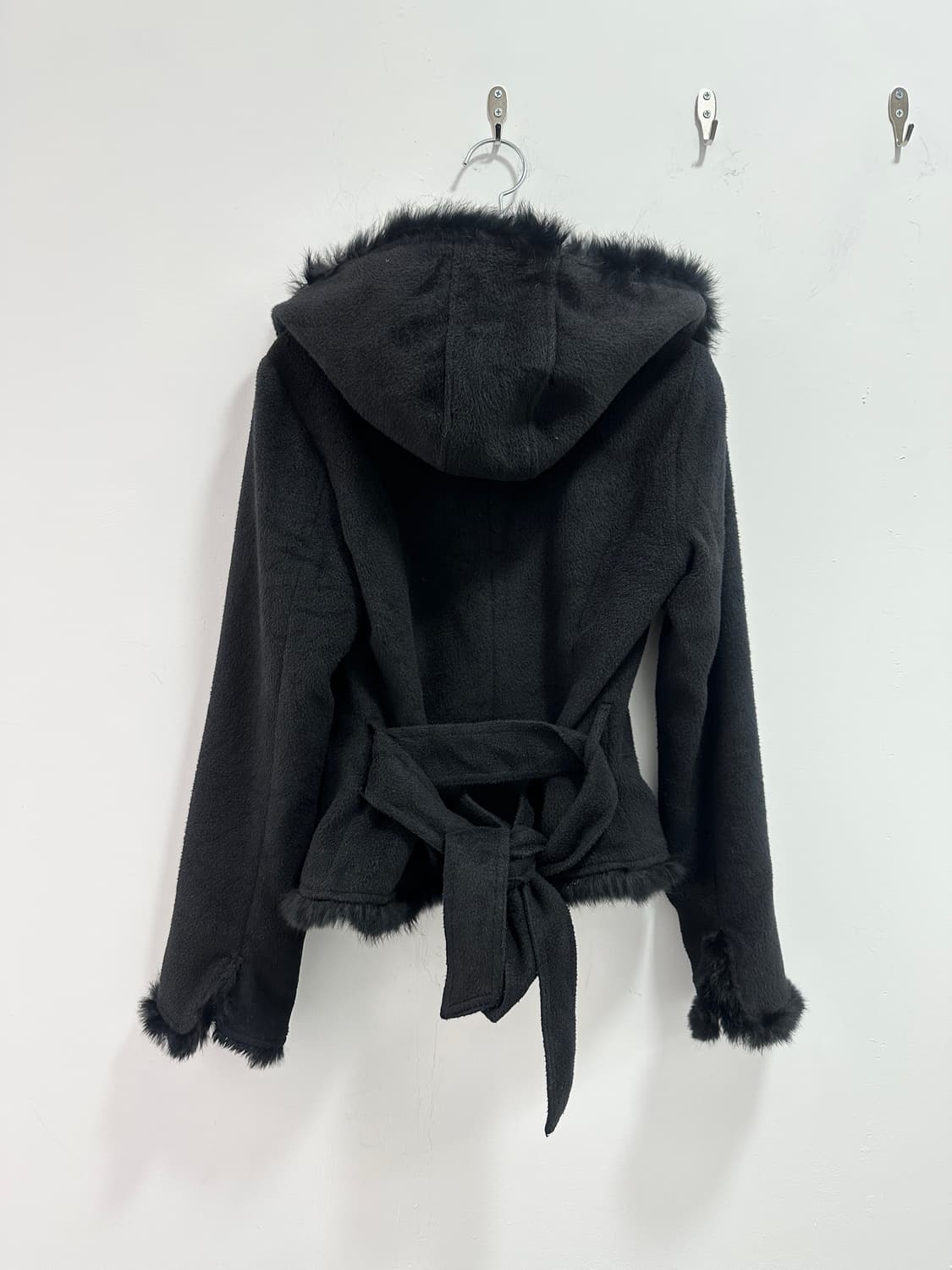 Black rabbit fur trimming ribbon jacket 상품이미지7