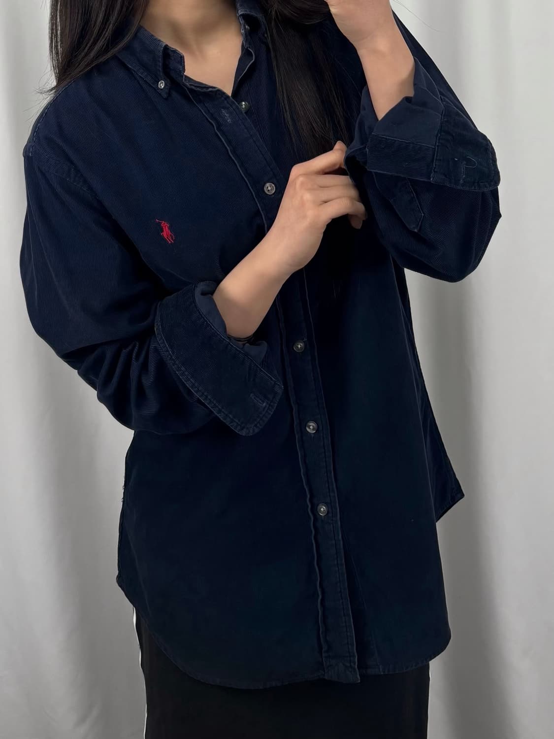 폴로 클래식 핏 네이비 코듀로이 셔츠 상품이미지1