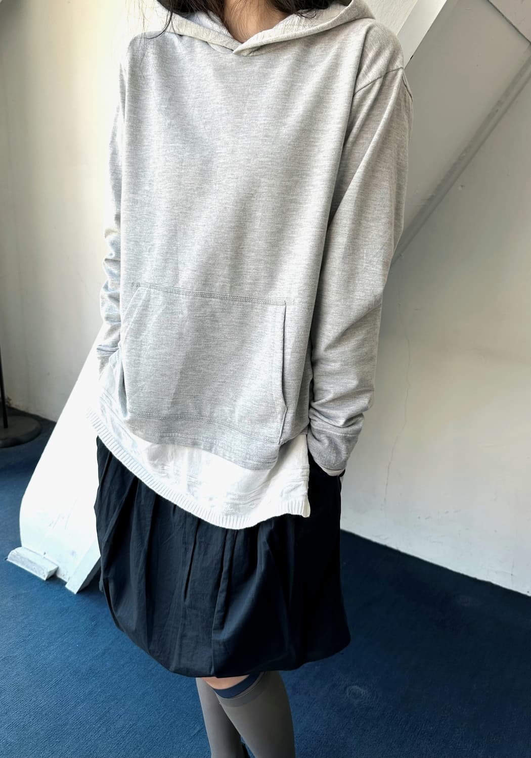 Design fake layered hooded sweat P/O 상품이미지9