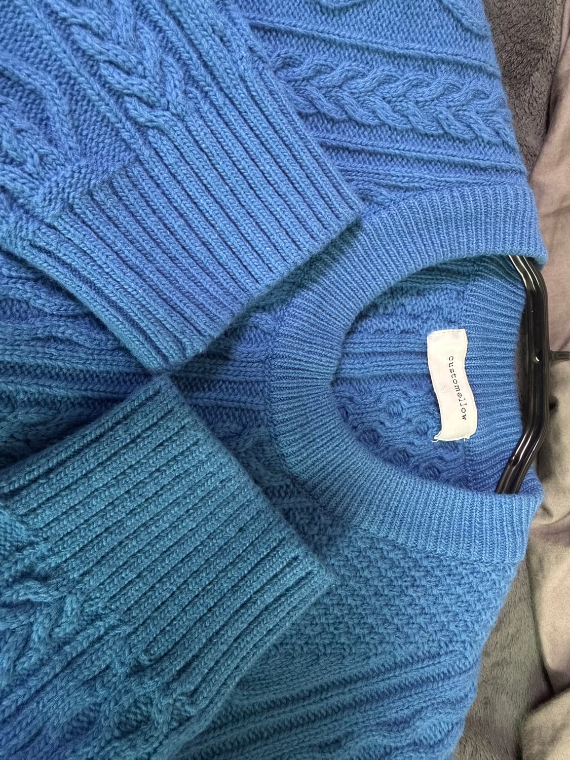 커스텀멜로우 블루 케이블 니트 M 상품이미지3
