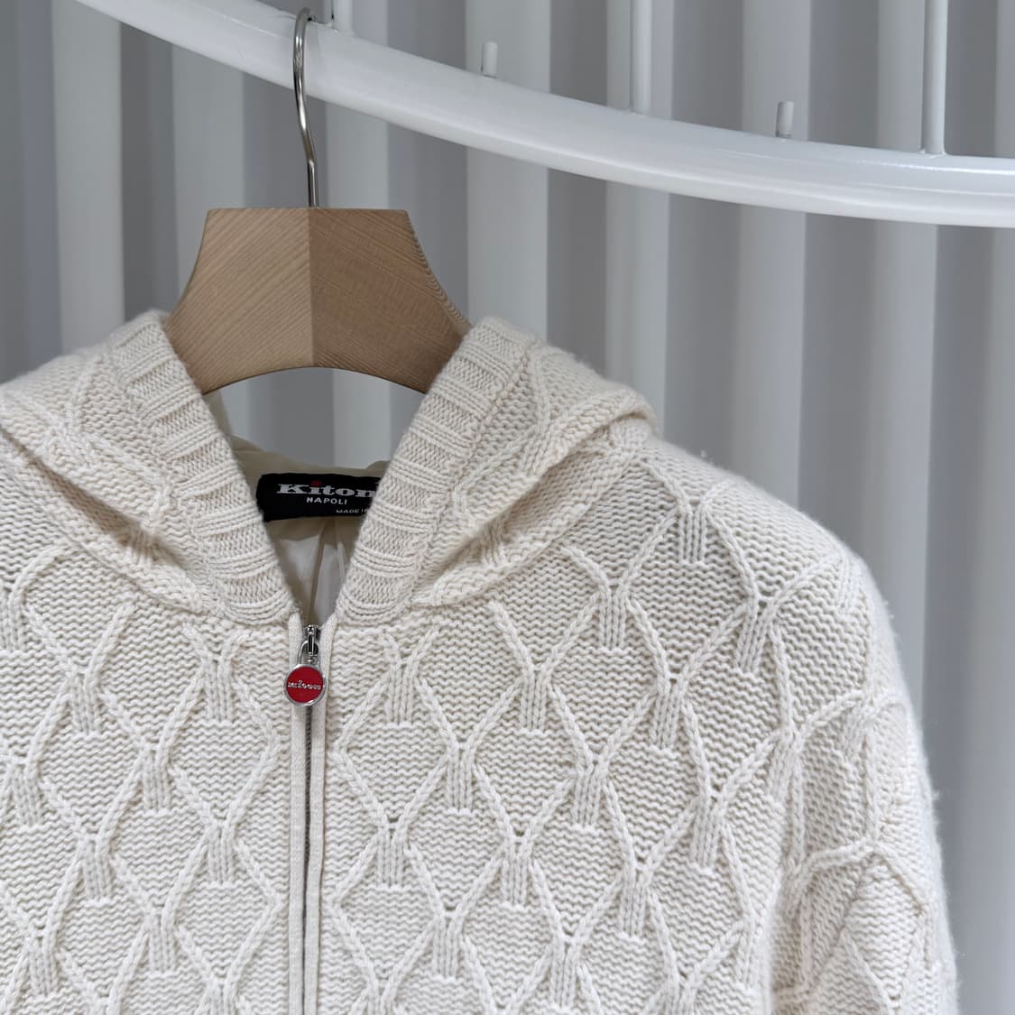 (A+/M) / 키톤 캐시미어 케이블 니트 후드집업 아이보리 상품이미지4