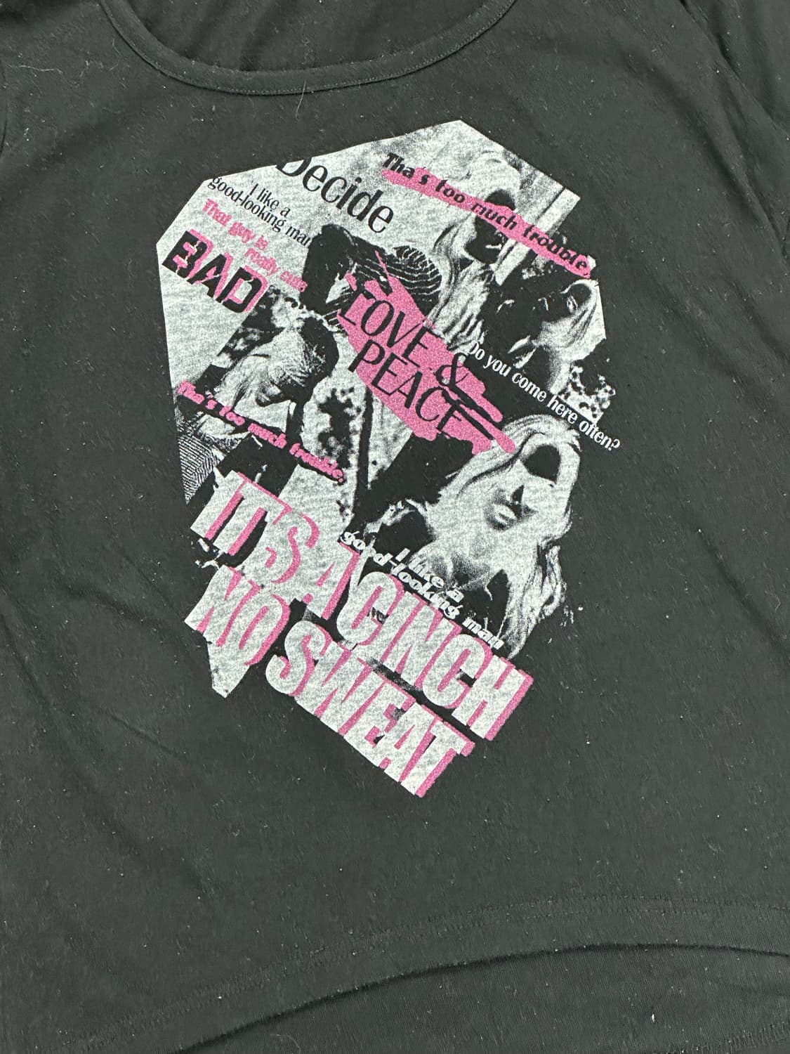 M)Japanese vintage 여성 프린팅 블랙 반팔 상품이미지3