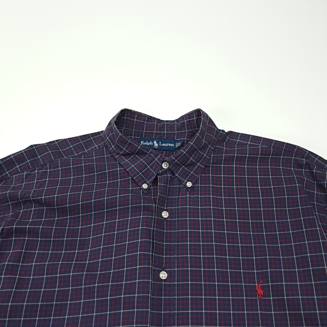 CL605 XLT 폴로 90s 마이크로체크 레드포니 네이비 셔츠 남방 상품이미지2