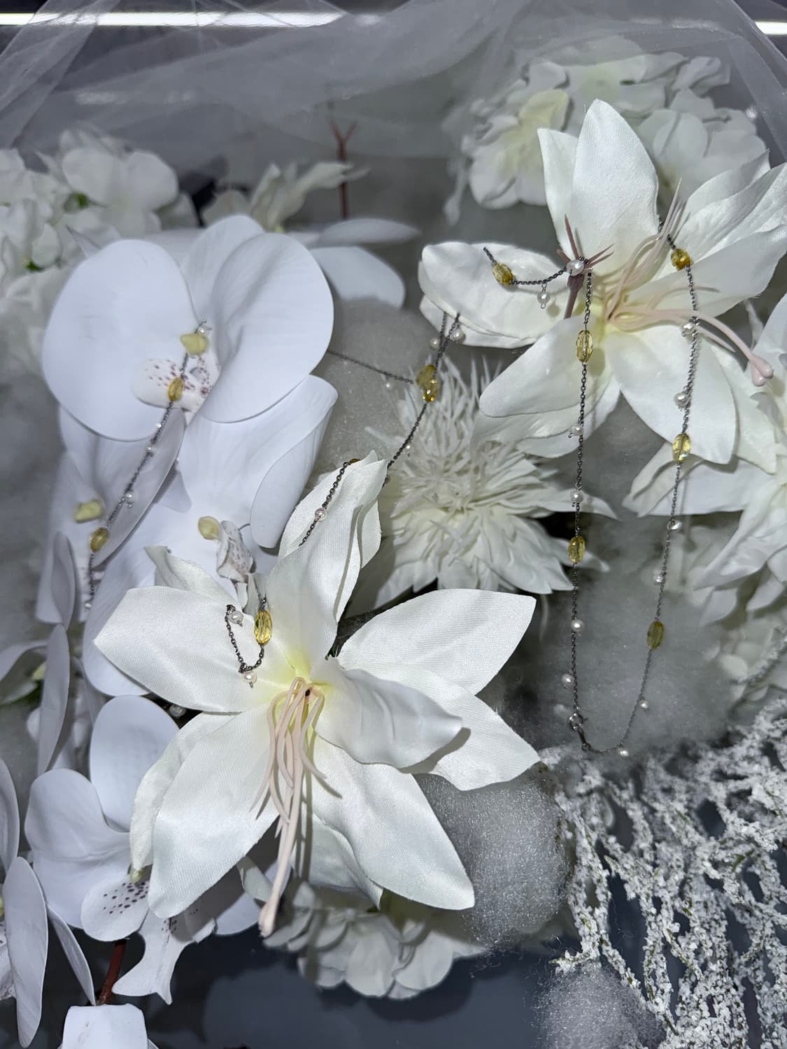 silver crystal pearl necklace 상품이미지3