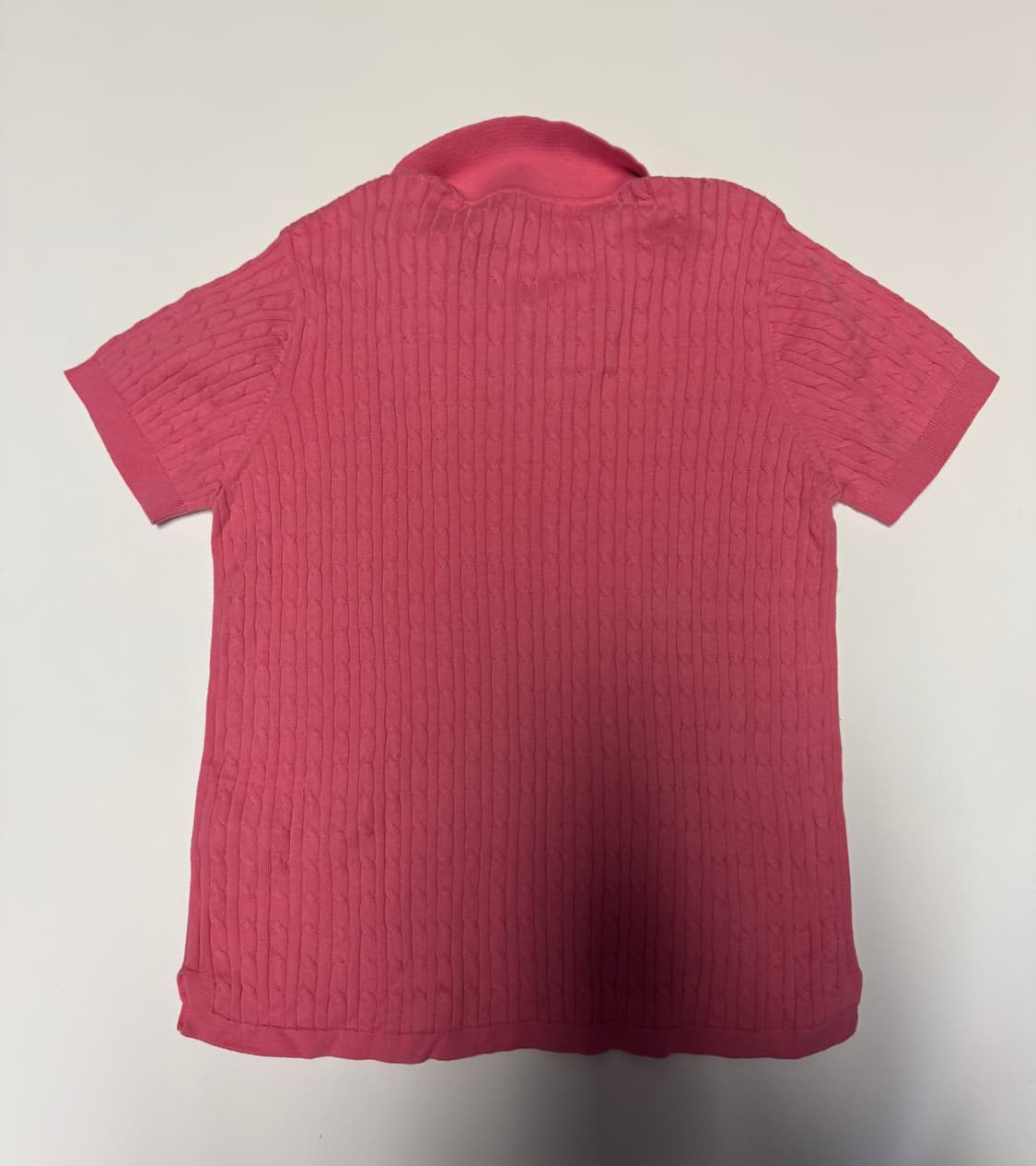 여성 Us 폴로 케이블 핑크 반팔 니트 M 상품이미지2