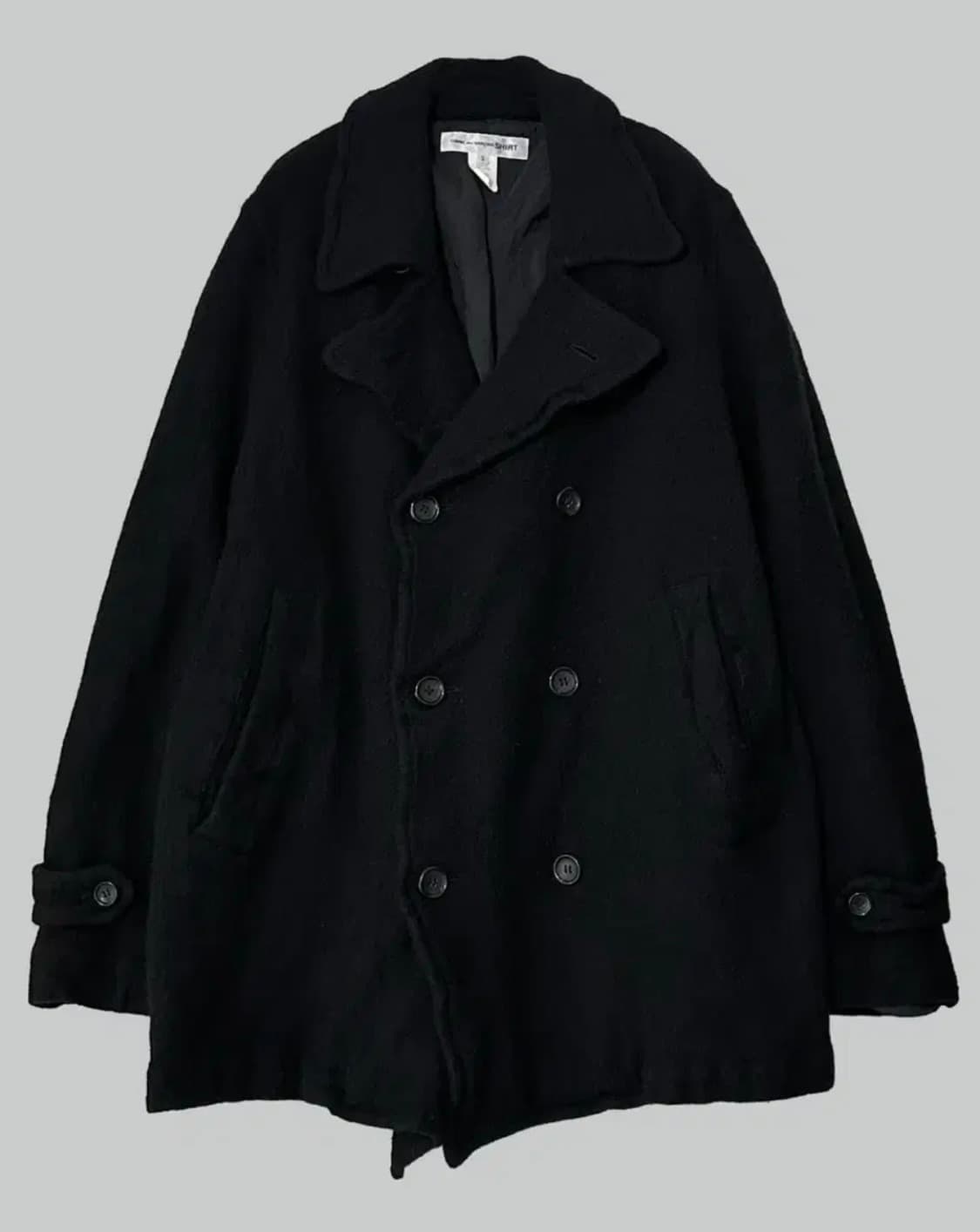 [L] 꼼데가르송셔츠 축융 울 피코트 블랙 상품이미지3