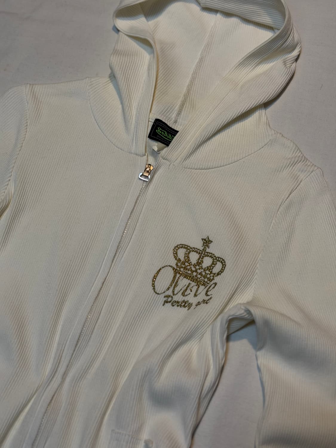 00s 본더치 딱붙핏 와플 크라운로고 후드집업 화이트 상품이미지2