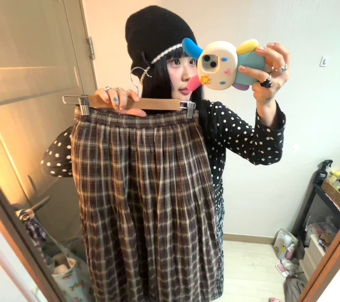 브라운체크스커트 상품이미지1