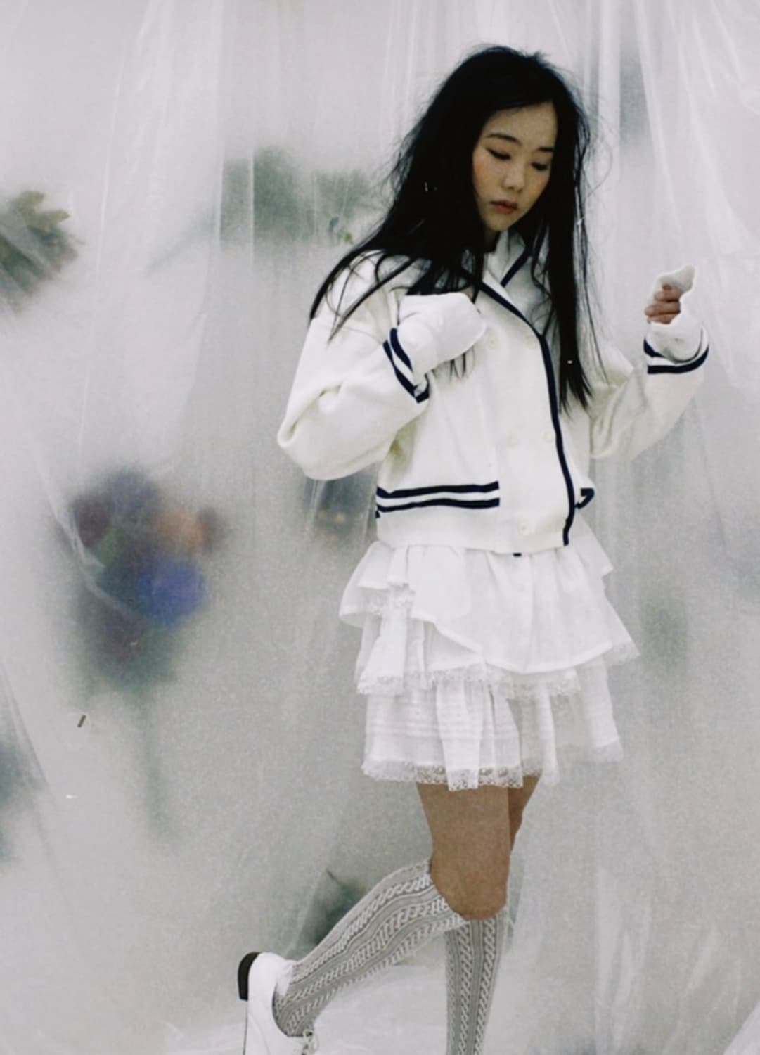 lace cancan skirt - white 상품이미지1