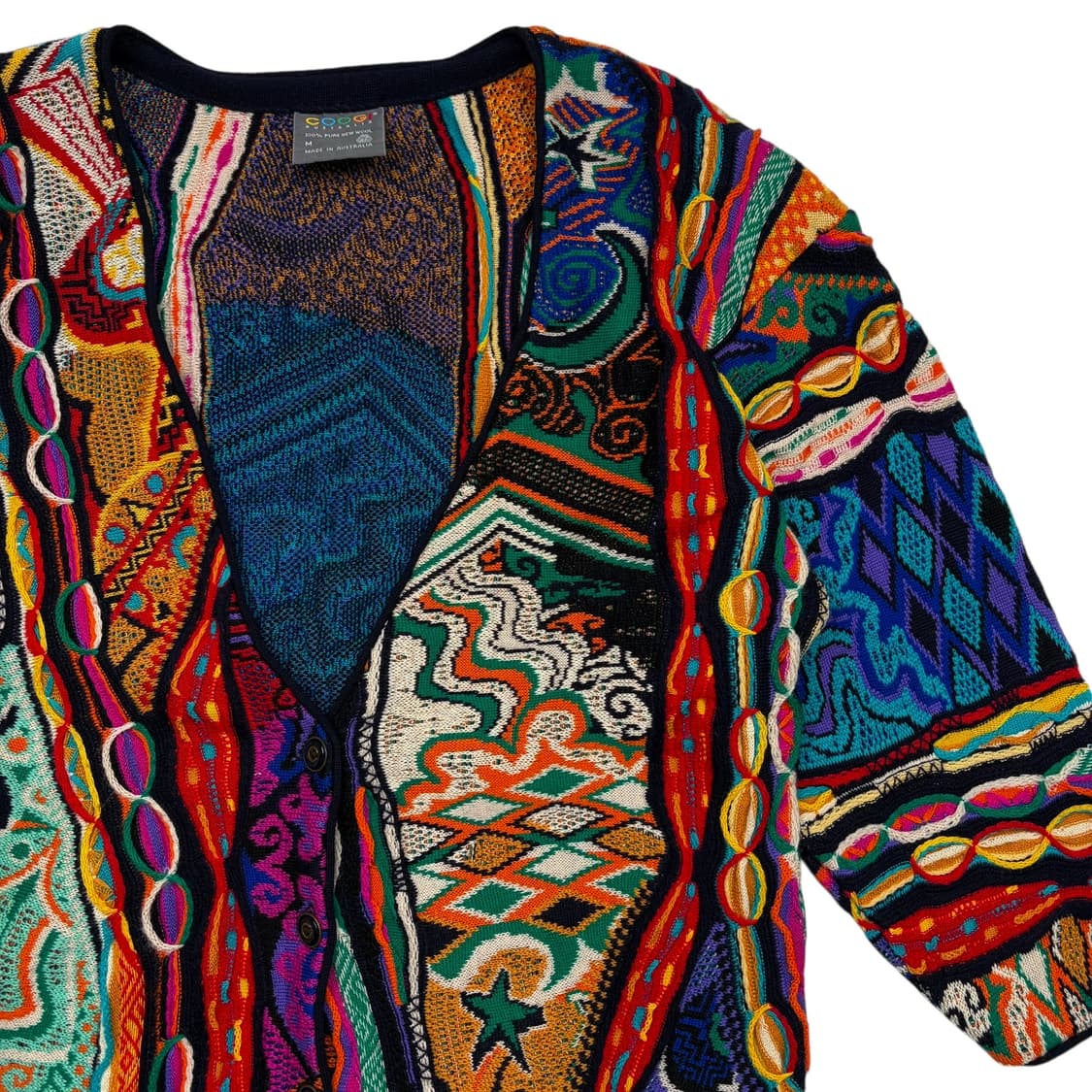 Coogi 쿠지 오스트레일리아 3D 에스닉 패턴 니트 가디건 M 상품이미지2