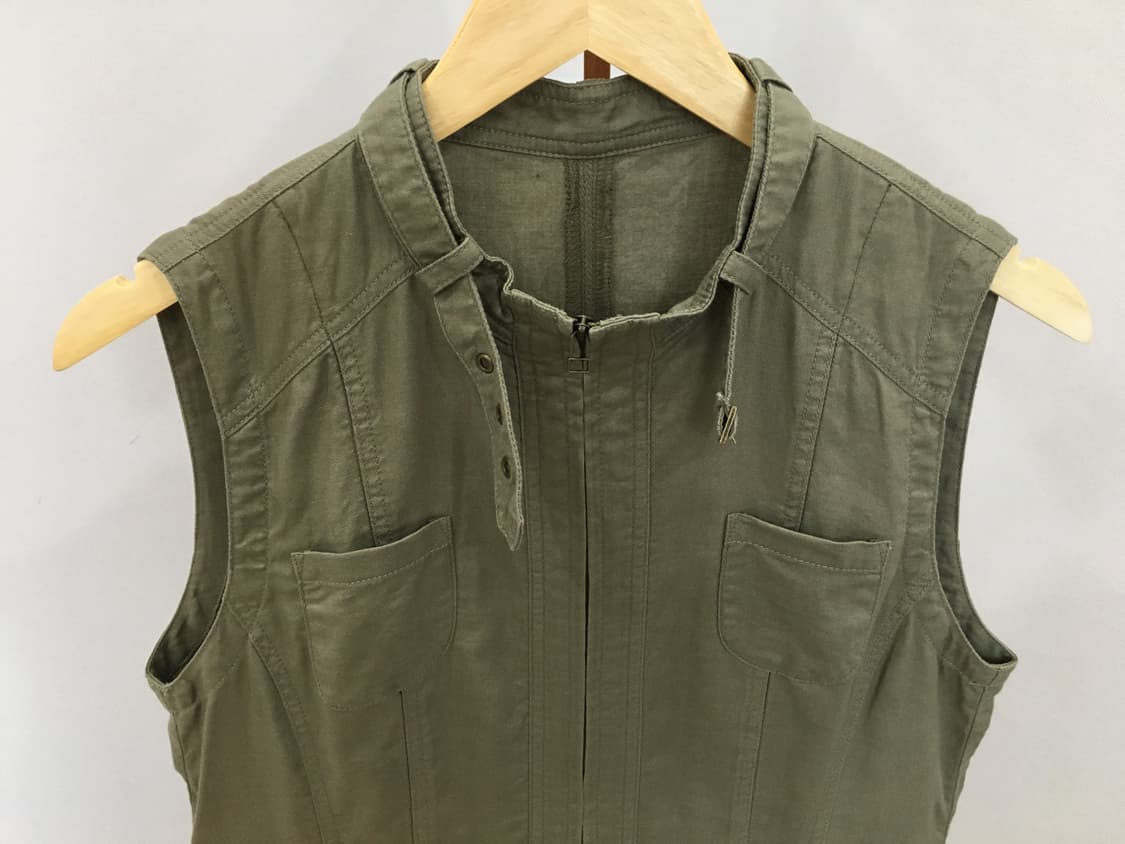 jpn빈티지 카키색 디테일 집업베스트 상품이미지3