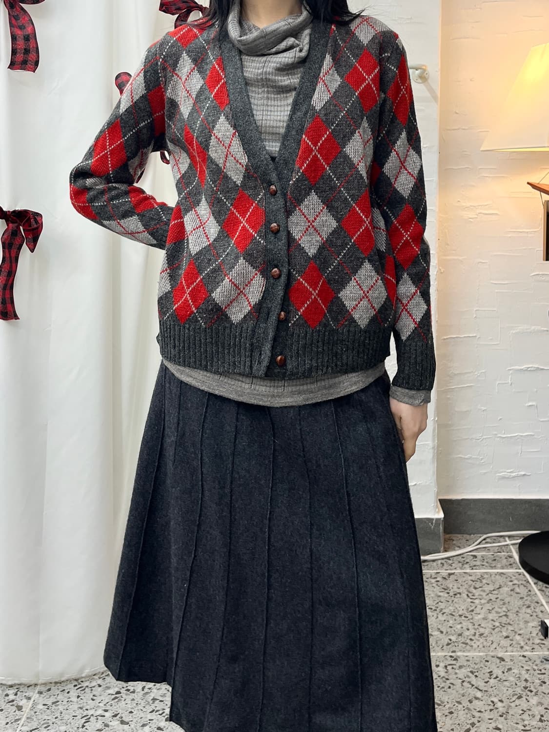 argyle knit cardigan 상품이미지6