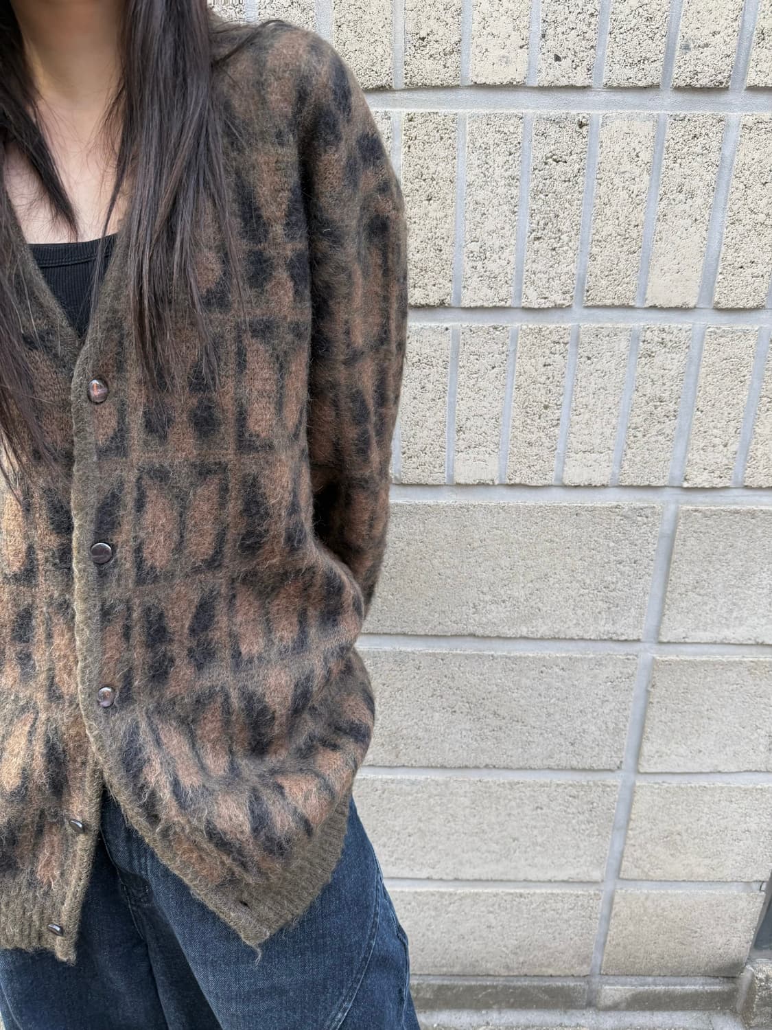 니들스 빠삐용 브라운 패턴 가디건 상품이미지7