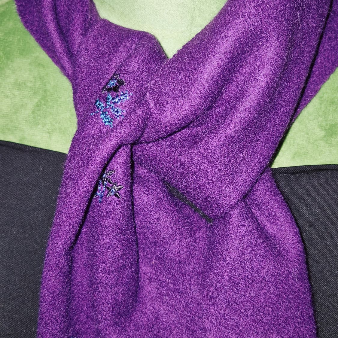 06s 안나수이 울 100% 퍼플 레이스 자수 머플러 상품이미지6